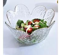 Soulnioi Ciotola in vetro, a forma di fiore di cristallo, con intarsio dorato, mini ciotole per snack e dessert, per casa, matrimoni, feste, diametro 11,5 cm, colore bianco