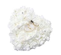 SOULONG Cuscino per fedi nuziali in nastro, romantico, a forma di cuore, per portare gli anelli di nozze, cuscino, bomboniera, porta regalo, decorazione, dimensioni 24 x 25 cm