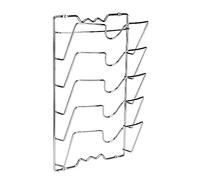 SOULONG Scaffale per coperchio di pentola, utile organizer da cucina, in metallo, per padelle e coperchi con 5 scomparti, montaggio a parete/porta