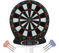 SOULONG Tirassegno Elettronico, Gioco Bersaglio con Indicatori LED e Punteggio Digitale e 6 Freccette