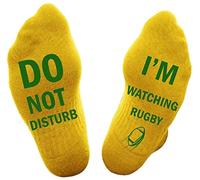 SoulQ - Calzini a maglia con scritta "Do not disturb,I'm WATCHING RUGBY" Giallo L