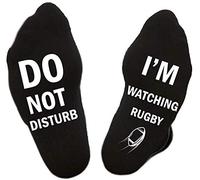 SoulQ - Calzini a maglia con scritta "Do not disturb,I'm WATCHING RUGBY" Nero L