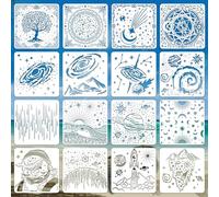 SoulQool 16 stencil da 15,2 cm, motivo: pianeta, luna, stella, pianeta, riutilizzabile, stencil per disegno spaziale, astronauta, universo, stencil per pittura a spruzzo, fai da te, legno, parete,