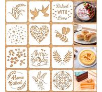 SoulQool Set di 12 stencil per pane, 15,2 cm, stencil per pane artigianale cuoco, modelli per pane, torte, biscotti, per decorare