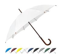 SoulRain - Ombrello bianco da 121,9 cm, grande, antivento, per matrimonio, per pioggia, apertura automatica, ombrello vintage con manico e asta in legno, elegante ombrellone per donne e uomini, bianco