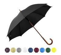 SoulRain - Ombrello classico con manico in legno, apertura automatica, antivento, infrangibile, 122 cm…