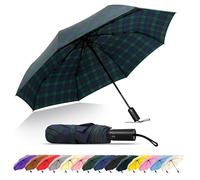 SoulRain Ombrello da viaggio, antivento e compatto per la pioggia, perfetto ombrello pieghevole per auto, ombrello da golf e compagno di viaggio (Plaid Blue)