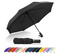 SoulRain Ombrello da viaggio, antivento e compatto per la pioggia, perfetto ombrello pieghevole per auto, ombrello da golf e compagno di viaggio (Black)