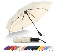 SoulRain Ombrello da viaggio, antivento e compatto per la pioggia, perfetto ombrello pieghevole per auto, ombrello da golf e compagno di viaggio (Cream)