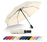 SoulRain Ombrello da viaggio, antivento e compatto per la pioggia, perfetto ombrello pieghevole per auto, ombrello da golf e compagno di viaggio (Cream)