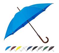 SoulRain - Ombrello grande da 121,9 cm, antivento, per pioggia, apertura automatica, ombrello vintage blu reale con manico e albero in legno classico, per donne e uomini (blu reale)