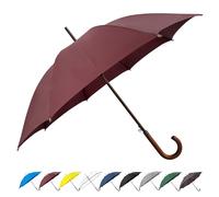 SoulRain - Ombrello grande da 121,9 cm, antivento per pioggia, apertura automatica, per 2 persone, manico classico in legno, resistente, da viaggio. per uomini e donne (rosso vino)