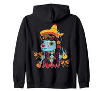 Souls Day Muertos Day of Dead Alpaca Llama Sugar Skull Felpa con Cappuccio