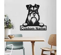 SOULSIS Insegna in Di legno personalizzata per cani Schnauzer in miniatura | Targa Di legno personalizzata per Schnauzer in miniatura | Animali Divertenti | Regalo per la festa del papà