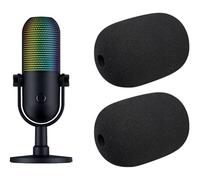 SOULWIT 2 Pezzi Microfoni con Filtro Anti-Pop per Razer Seiren V3 Chroma RGB USB, Coperchio Protettivo per Mic e Schermo Antivento in Schiuma - Nero