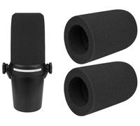 SOULWIT 2 Pezzi Microfoni Filtro Pop per Shure MV7+ (MV7 Plus) Podcast Dinamico, Protezione Mic Copertura Parabrezza Schiuma - Nero