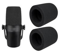SOULWIT 2 Pezzi Microfoni Filtro Pop per Shure MV7/MV7X, Protezione Microfono Schiuma Mic Copri Parabrezza - Nero