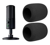 SOULWIT 2 pezzi Schiuma Microfono Pop Filter per Razer Seiren X, Protezione Copertura in Spugna Mic Parabrezza - Nero