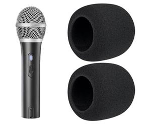 SOULWIT 2Pcs Microfoni Filtro Pop per Audio-Technica ATH ATR2100x-USB Cardioide Dinamico, Protezione Microfono Schiuma Mic Copri Parabrezza - Nero