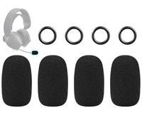 SOULWIT 4Pcs Schiuma Microfono Pop Filter per Alienware Pro/AW310H/AW510H/AW520H/AW720H/AW725H/AW920H/AW988 Cuffie, Protezione Copertura in Spugna Mic Parabrezza con Schiuma ad Alta Densità - Nero