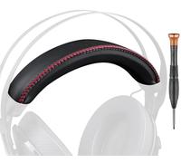 SOULWIT Copertura Archetto in Pelle Proteica per HyperX Cloud Revolver/Revolver S, HX-HSCR-GM Cloud Revolver Gioco Cuffie, Cuffie Fascia Copri Headband Parte Riparazione - Nero (Linea Rossa)