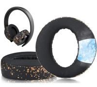 SOULWIT Cuscinetti Auricolari in gel di Raffreddamento per Sony Cuffie New Gold Wireless PS4, Cuscinetti Auricolari di ricambio per Versione 2018, Modello di Cuffia CUHYA-0080 -Oro Nero