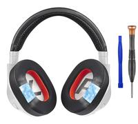 SOULWIT Cuscinetti Auricolari in Gel Raffreddamento + Pelle Proteica Archetto Fascia, Kit di Ricambio per Plantronics BackBeat Pro 2, Voyager 8200 UC, Ricambio Riparazione Parte - Nero