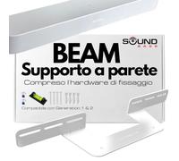 Sound bass Staffa Soundbar per Sonos Beam Gen 1 & 2 Unicamente, Bianco | Compatibile con Sonos Beam Gen 1 & 2 Soundbar, NON con Sonos Beam Ultra, Staffa a Parete, Fissaggi inclusi