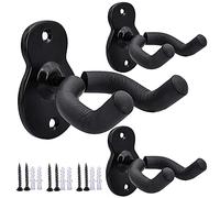 Sound harbor Supporto da parete per chitarra, confezione da 3 pezzi, in metallo nero, per chitarra acustica, basso, ukulele, banjo, mandolino