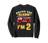 Sound The Alarm I'm 2 Year Old Funny Fire Truck 2 ° compleanno Felpa
