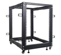 Sound Town 4-Post 15U Open Frame Sever e Rack per apparecchiature di rete con profondità regolabile 22"-40", ruote, livellatori, gestione cavi (ST4POF-A15U)