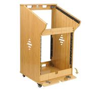 Sound Town Rack da studio in bambù carbonizzato solido fai da te con top mixer inclinato 11U, frontale 12U, cassetto 2U, piedini in gomma, rotelle, per sala di registrazione, apparecchiature PA/DJ,