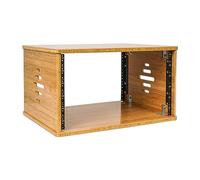 Sound Town Scaffale per attrezzature da studio fai da te 6U in bambù massiccio, profondità 36,1 cm, ventilazione, bambù carbonizzato per sala di registrazione, audio PA/DJ Pro, audio domestico