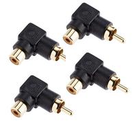 Sound way - 4X Connettori RCA Maschio a Femmina RCA Placcati in Oro, Adattatori ad Angolo Retto di 90 Gradi Audio Video