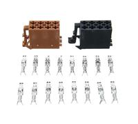 Sound Way Kit Connettori ISO Autoradio 16 Pin, 2 Spinotti 8 Pin Nero e Marrone con 32 Terminali Mini ISO, Connettore Cablaggio Stereo Auto per Riparazione, Sostituzione e Installazione Autoradio