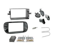Sound Way Kit Montaggio Autoradio, Mascherina 2 DIN con Plancia iMetallica, Adattatore Antenna, Chiavi di Smontaggio, Compatibile con Fiat 500 Cinquecento