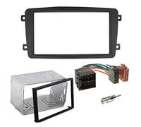 Sound Way Kit Montaggio Autoradio, Mascherina 2 DIN con Plancia Metallica, Cavo Connettore ISO, Adattatore Antenna, Compatibile con Mercedes Classe C, CLK, Viano, Vito