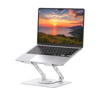SOUNDANCE Supporto per computer portatile con base girevole a 360°, Riser ergonomico per scrivania, altezza regolabile Muti-Angle, supporto stabile in metallo per notebook da 10-15,6", bianco