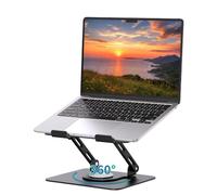 SOUNDANCE Supporto per computer portatile con base girevole a 360°, Riser ergonomico per scrivania, altezza regolabile Muti-Angle, supporto stabile in metallo per notebook da 10-15,6", nero