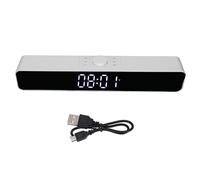 Soundbar Bluetooth con display a specchio a LED, sveglia settimanale, timer per il riposino, radio FM, eccellente qualità audio, suono avvolgente e