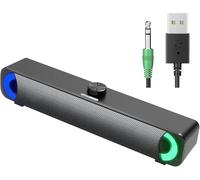 Soundbar PC Gaming HPYLIF H USB RGB Stereo Surround | Altoparlante da gioco per PC con cavo USB e luci RGB. Suono stereo surround Plug & Play per computer desktop e laptop.