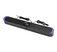Soundbar per computer desktop con suono stereo HiFi, USB plug and play, altoparlante da gioco con illuminazione RGB regolabile, design a basso