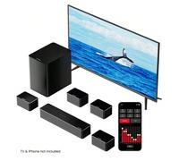 Soundbar ULTIMEA 7.1 canali, sistema audio surround virtuale per TV, controllo tramite app, 4 altoparlanti surround cablati, soundbar TV con subwoofer wireless, home theater, Posei-don D70 Sistema aud