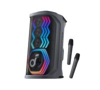 Soundcore Rave 3S, Cassa Bluetooth Grande e Potente per Party e Karaoke | 200 W, 2 Microfoni Wireless Inclusi, Rimozione Vocale AI, Riverbero, Luci LED, 12 Ore di Riproduzione, Portatile, Nero