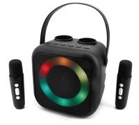 Soundmaster BT2024 Karaoke System Altoparlante Bluetooth portatile con 2 microfoni, convertitore vocale, effetti luce LED, USB e AUX-IN.
