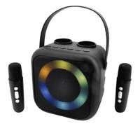 Soundmaster BT2024 Karaoke System Altoparlante Bluetooth portatile con 2 microfoni, convertitore vocale, effetti luce LED, USB e AUX-IN.