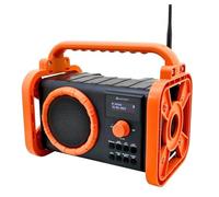Soundmaster DAB80OR Radio da cantiere da giardino con DAB+ FM Bluetooth e batteria agli ioni di litio IP44, resistente alla polvere e agli spruzzi d'acqua