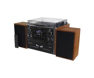 Soundmaster MCD5550SW Musiccentre with DAB+, Record Player, CD/MP3, Double Cassette and Encoding, Colore:braun