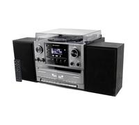 Soundmaster MCD5600 Impianto stereo con giradischi DAB+ lettore CD a doppia cassetta USB MP3 Bluetooth codifica digitalizzazione Collegamento antenna 75 Ohm, colore: nero