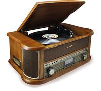 Soundmaster NR566BR Stereo vintage DAB+/FM radio digitale con giradischi incluso sistema di riproduzione magnetica Audio Technica, CD/MP3, USB, cassette, Bluetooth ed encoder